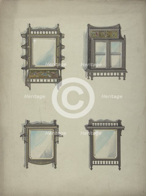 Design for Four Hanging Mirrors, 19th century. Creator: Anon.