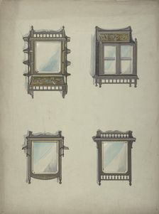 Design for Four Hanging Mirrors, 19th century. Creator: Anon