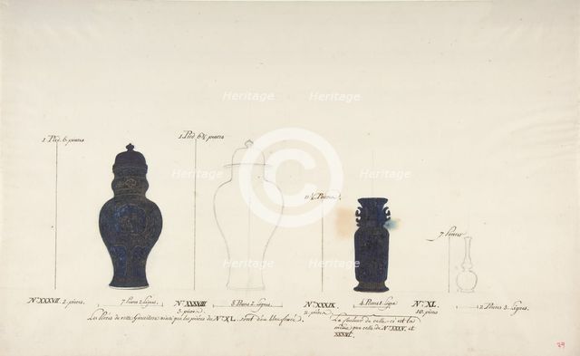 Design for Four Vases, ca. 1770-85. Creator: Anon.