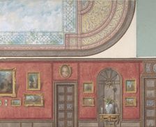 Design for Gallery Elevation and Ceiling, Hôtel Cottier, ca. 1867. Creators: Jules-Edmond-Charles Lachaise, Eugène-Pierre Gourdet