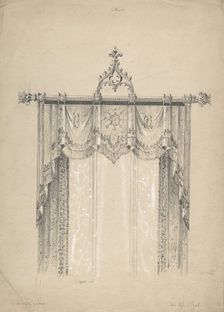 Design for Gothic Curtains and Curtain Rod, 1841-84. Creator: Charles Hindley & Sons