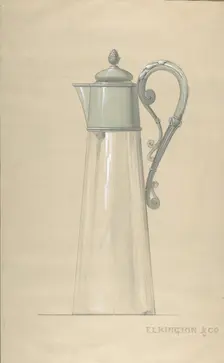 Design for Glass and Silver Water Pitcher, with a Cover, 1820-65. Creator: George Richards Elkington