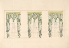 Design for Green and White Curtains with Green Fringes and a Green and.., early 19th century. Creator: Anon