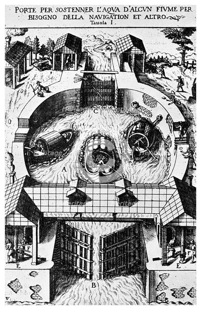 Design for hinged canal lockgates by Leonardo da Vinci, 15th century (1956). Artist: Unknown