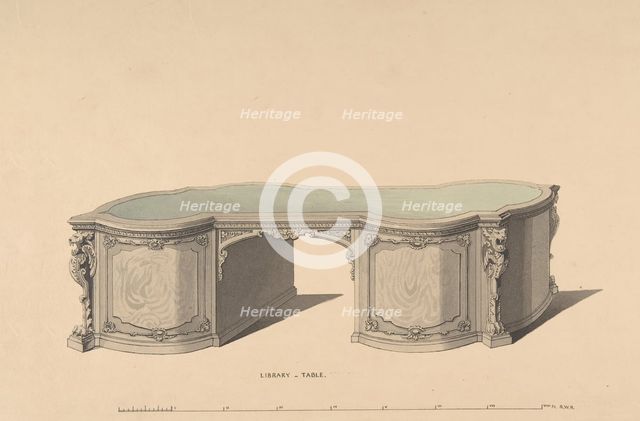 Design for Library Table, 1835-1900. Creator: Robert William Hume.