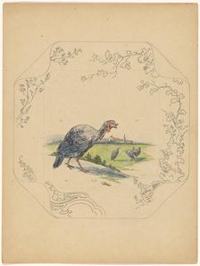 Design for model square board with turkeys, c.1875-c.1880. Creator: Albert Louis Dammouse
