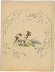 Design for model square board with a suckling goat, c.1875-c.1880. Creator: Albert Louis Dammouse
