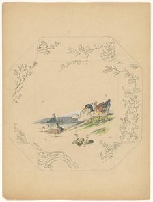 Design for model square board with six geese, c.1875-c.1880. Creator: Albert Louis Dammouse