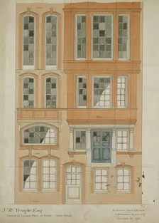Design for Nos 9-11 Chelsea Embankment, London SW3: detail of lower part of front...1878. Creator: Richard Norman Shaw