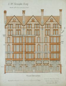 Design for Nos 9-11 Chelsea Embankment, London SW3: front elevation, 2 February 1880. Creator: Richard Norman Shaw