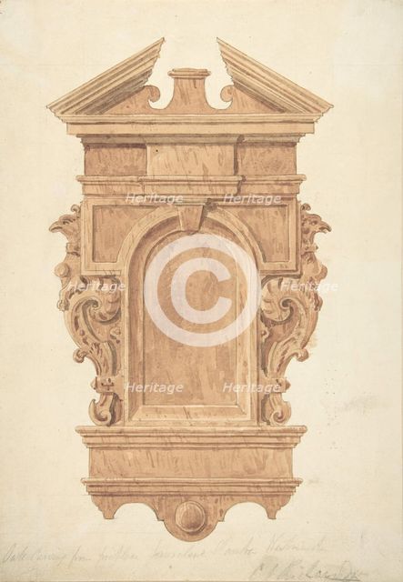 Design for Oak Carving, from the Fireplace, Jerusalem Chamber, Westminster, 1820-71. Creator: Charles James Richardson.