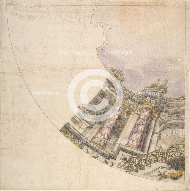 Design for One Eighth of an Illusionistic Ceiling of a Dome, 1700-1780. Creator: Anon.