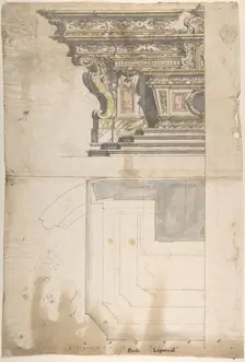 Design for one Half of an Altar: Elevation and Ground Plan, 1700-1780. Creator: Anon