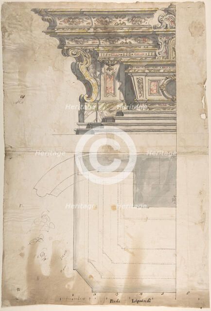 Design for one Half of an Altar: Elevation and Ground Plan, 1700-1780. Creator: Anon.