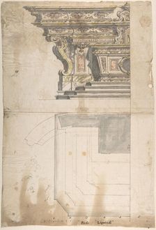 Design for one Half of an Altar: Elevation and Ground Plan, 1700-1780. Creator: Anon