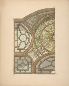 Design for one section of a ceiling painted with trees and lattices, second half 19th century. Creators: Jules-Edmond-Charles Lachaise, Eugène-Pierre Gourdet