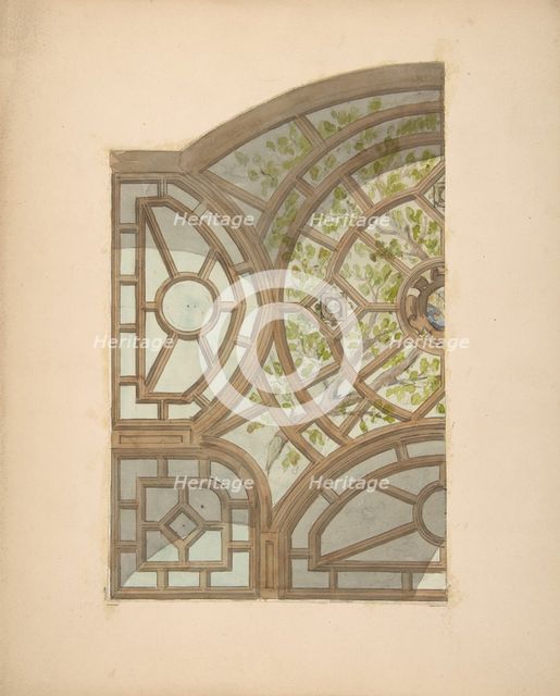 Design for one section of a ceiling painted with trees and lattices, second half 19th century. Creators: Jules-Edmond-Charles Lachaise, Eugène-Pierre Gourdet.