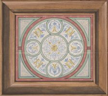 Design for painted decoration of a ceiling incorporating interwined initials: DD, second half 19th c Creators: Jules-Edmond-Charles Lachaise, Eugène-Pierre Gourdet