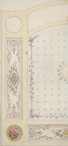 Design for painted decoration of wall or ceiling panels, including the word "Frascati", 2nd half 19t Creators: Jules-Edmond-Charles Lachaise, Eugène-Pierre Gourdet