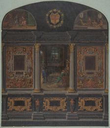 Design for painted wall decoration in the Chateau de Lude, Sarthe, second half 19th century. Creators: Jules-Edmond-Charles Lachaise, Eugène-Pierre Gourdet