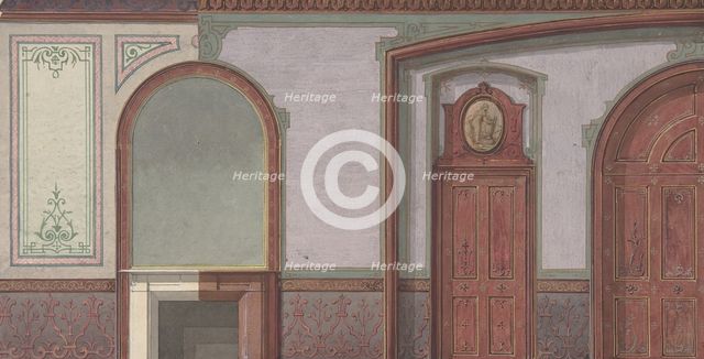 Design for Painted Wall Paneling, Deepdene, Dorking, Surrey, 1875-79. Creators: Jules-Edmond-Charles Lachaise, Eugène-Pierre Gourdet.