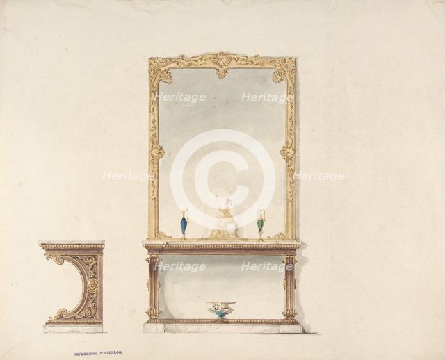 Design for Pier Table and Gold Mirror: Front and Side Elevations, early 19th century. Creator: Anon.