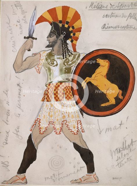 Design for Pollux's Costume in 'Helene de Sparte', c1910s. Artist: Leon Bakst.