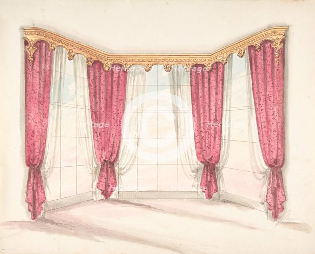 Design for Red Curtains with a Gold Pelmet, early 19th century. Creator: Anon.