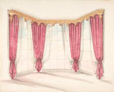 Design for Red Curtains with a Gold Pelmet, early 19th century. Creator: Anon