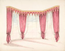 Design for Red Curtains with a Red and Gold Pelmet, early 19th century. Creator: Anon