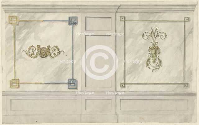 Design for room decorations with two panels with ornaments, 1767-1823. Creator: Abraham Meertens.