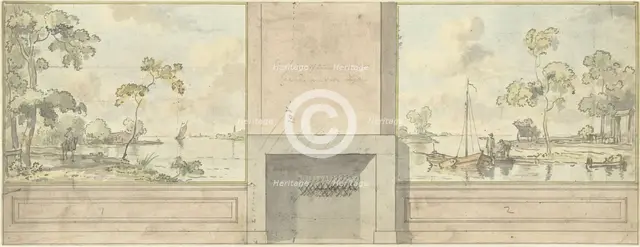 Design for room wall for the D. Luden dining room, 1785. Creator: Juriaan Andriessen.