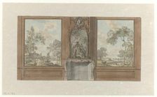 Design for room wall with chimney piece wih motif of the baptism of the Eunuch, c.1752-c.1819. Creator: Juriaan Andriessen
