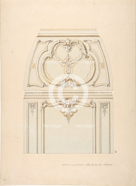 Design for Rococo-style wall and cove ornament in the salon of the Hotel de..., 2nd half 19th cent. Creators: Jules-Edmond-Charles Lachaise, Eugène-Pierre Gourdet.