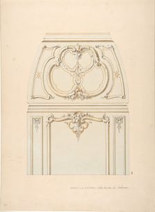 Design for Rococo-style wall and cove ornament in the salon of the Hotel de..., 2nd half 19th cent. Creators: Jules-Edmond-Charles Lachaise, Eugène-Pierre Gourdet