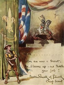 Design for Scouts Enrolment Card, (1944). Creator: Robert Baden-Powell