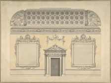 Design for Section of a Rococo Room, with a Coved Ceiling and Ornamented Corinthian..., ca.1750. Creator: Attributed to Thomas Lightoler