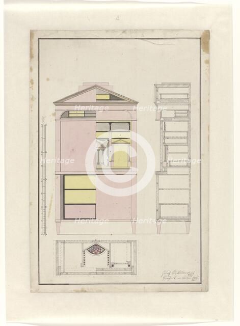 Design for secretary desk, 1816. Creator: Unknown.