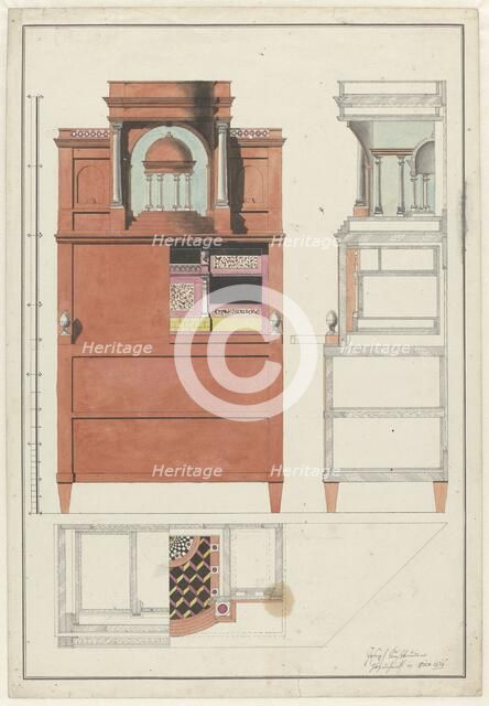 Design for secretary desk, 1816. Creator: Unknown.