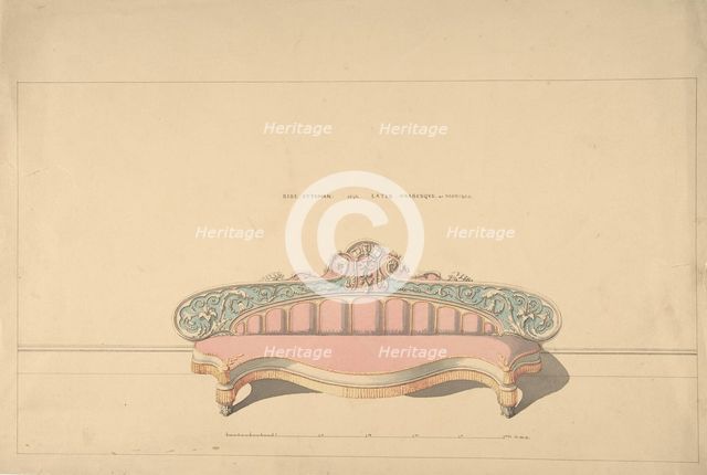 Design for Side Ottoman, Later Arabesque or Morisco Style, 1835-1900. Creator: Robert William Hume.
