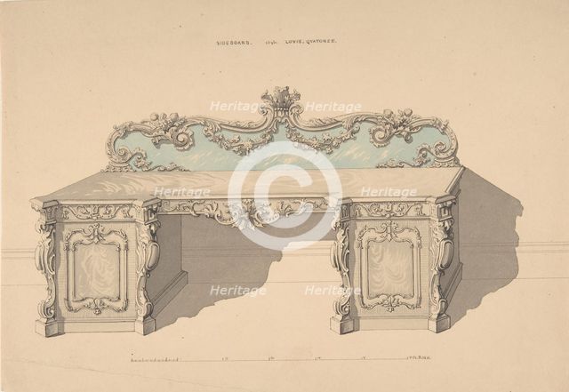 Design for Sideboard, Louis Quatorze Style, 1835-1900. Creator: Robert William Hume.