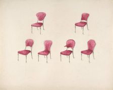 Design for Six Chairs with Scarlet Upholstery (verso: Sketch for Sofa), early 19th century. Creator: Anon