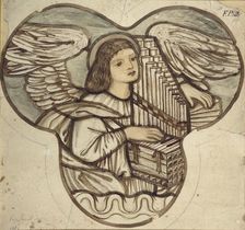 Design for stained glass in Lyndhurst Church: An Angel Organist, 1886. Artist: Sir Edward Coley Burne-Jones