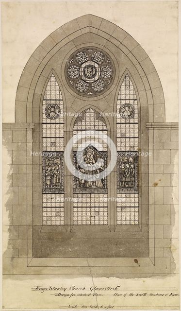 Design For Stained Glass - Kings Stanley Church, Gloucestershire, 1860-62. Creator: Philip Webb.