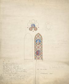 Design for stained glass windows in Ditteridge Church, ca. 1859. Creator: Edward William Godwin