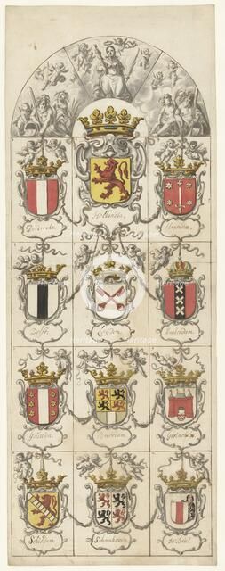Design for stained glass window 9 donated by the cities of Holland, 1665-1667. Creator: Pieter Jansz.