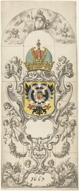 Design for stained glass window 10 donated by the Rijnland Water Board, 1667. Creator: Pieter Jansz.