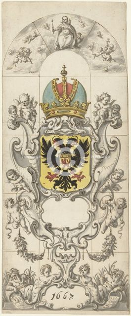 Design for stained glass window 10 donated by the Rijnland Water Board, 1667. Creator: Pieter Jansz.