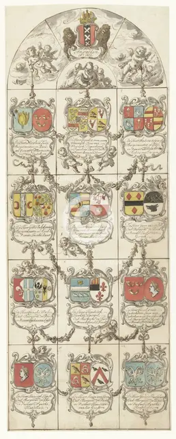 Design for stained glass window 14 donated by the mayors and councils of Amsterdam, 1666. Creator: Pieter Jansz.