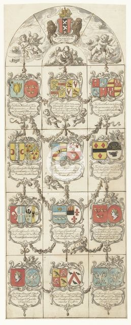 Design for stained glass window 14 donated by the mayors and councils of Amsterdam, 1666. Creator: Pieter Jansz.